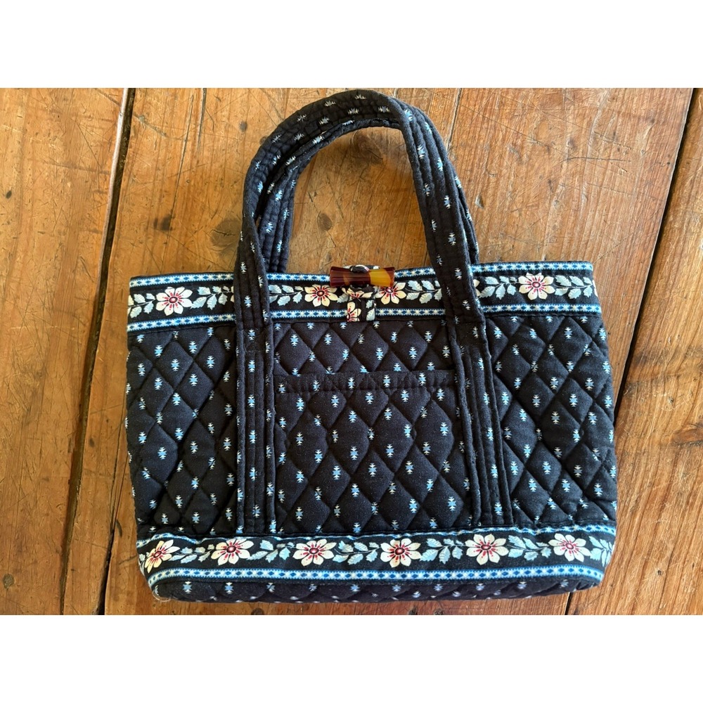 Retired Vera Bradley Alpine Black Quilted Cotton Tote Bag